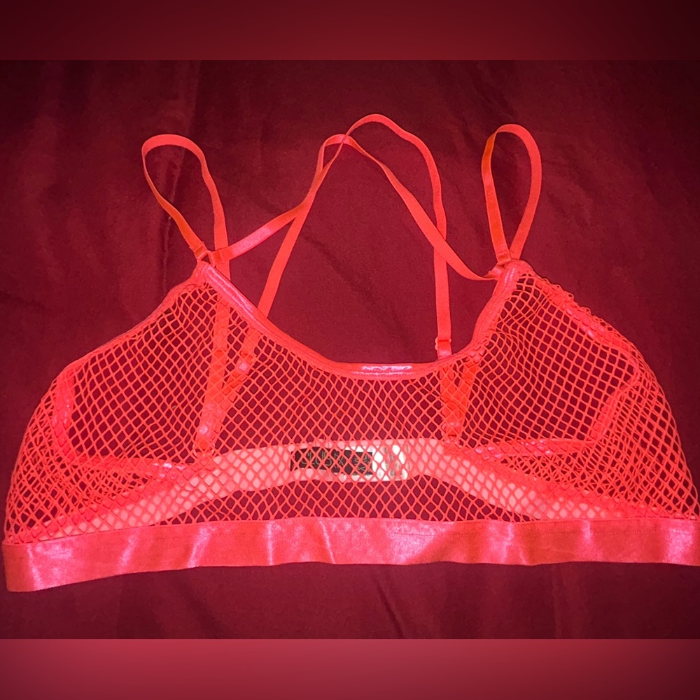 Dolls Kill Neon PINK Mesh Bralette - Picture 2 of 4